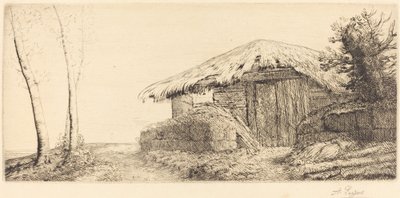 Herderhut op een heuvel (Bergerie sur le coteau) door Alphonse Legros