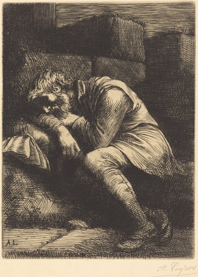 Slapende bedelaar door Alphonse Legros