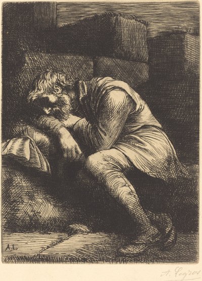 Slapende Bedelaar Mendiant endormi door Alphonse Legros