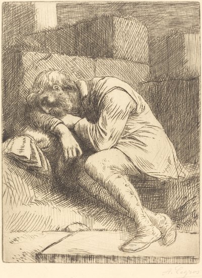 Slapende bedelaar door Alphonse Legros