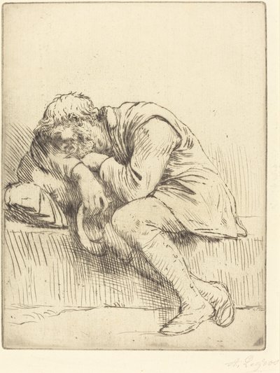 Slapende bedelaar door Alphonse Legros