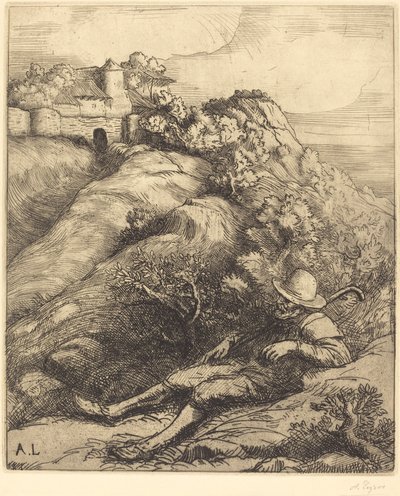Slapende Herder (Le repos du berger) door Alphonse Legros