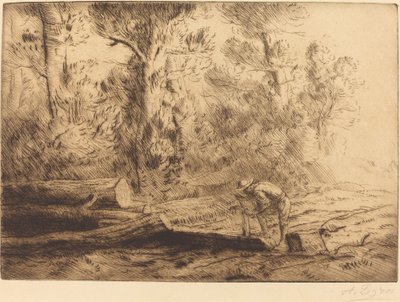 Houtblokken Splijten (Homme que fend des buches) door Alphonse Legros