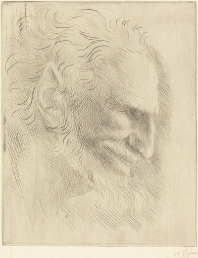 Studie voor het hoofd van een man door Alphonse Legros
