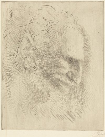 Studie voor het hoofd van een man door Alphonse Legros
