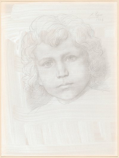 Studie van Cupido (hoofd van een meisje) door Alphonse Legros