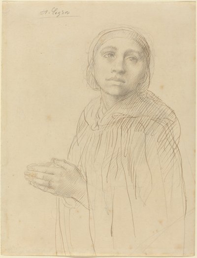 Studie van een biddende vrouw door Alphonse Legros