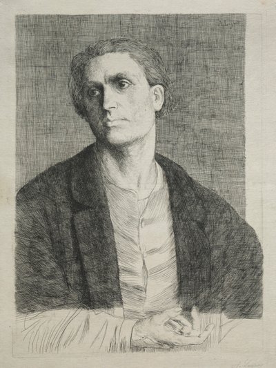 Studie van een mannenhoofd door Alphonse Legros