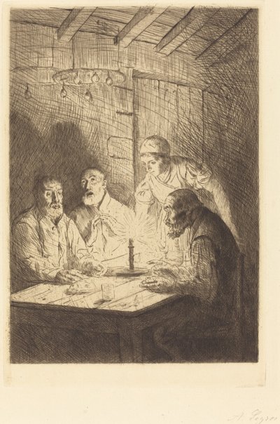 Maaltijd van de armen (Le souper chez misere) door Alphonse Legros