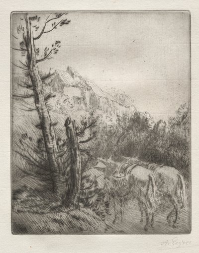 De boerderij op de heuvel door Alphonse Legros