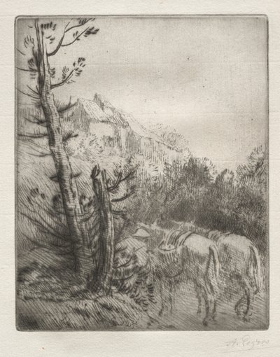 De boerderij op de heuvel door Alphonse Legros