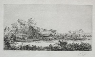 De boerderij aan de rivier (La Ferme Sur La Rivière: Effet Du Soir) door Alphonse Legros