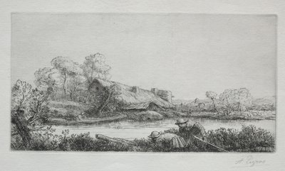 De boerderij aan de rivier La Ferme Sur La Rivière: Effet Du Soir door Alphonse Legros
