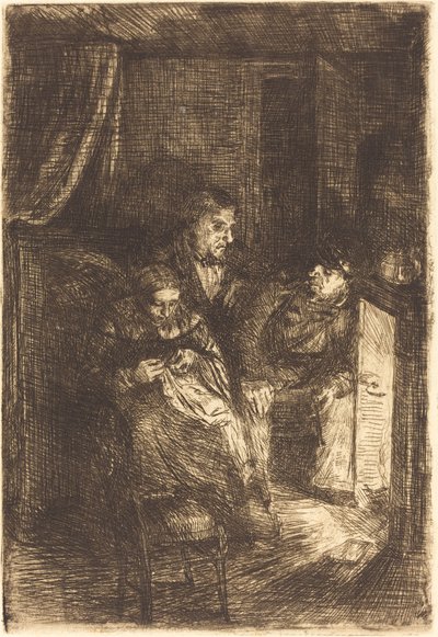 De haard Le foyer door Alphonse Legros