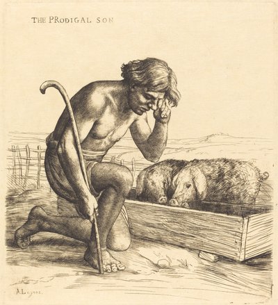 De verloren zoon, 1e plaat door Alphonse Legros