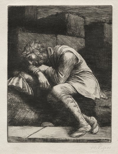 De slapende bedelaar door Alphonse Legros