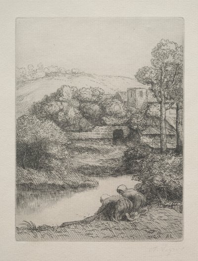 Het washuis (Le Lavoir, Dite "Les Laveuses") door Alphonse Legros