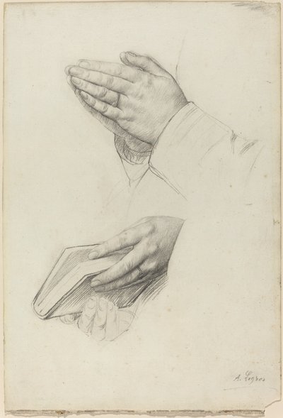 Twee studies van handen door Alphonse Legros