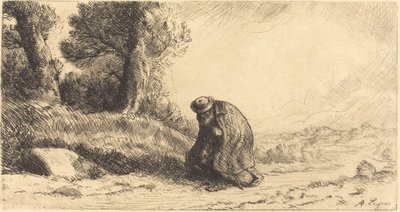 Zwerver die door een Steegje loopt door Alphonse Legros