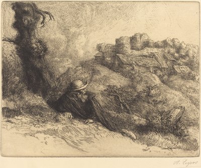 Uitzicht op een kasteel Chateau des Revenants door Alphonse Legros