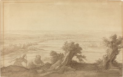 Uitzicht over vlak land door Alphonse Legros