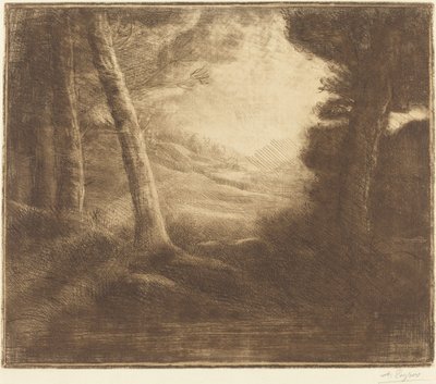 Waterkant bij ochtendlicht door Alphonse Legros