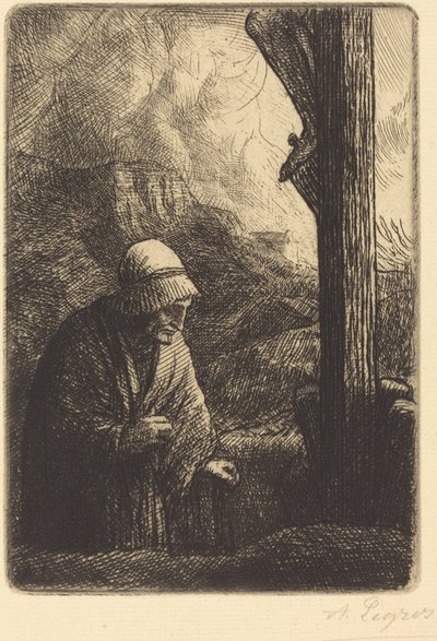 Vrouw aan de voet van het kruis door Alphonse Legros
