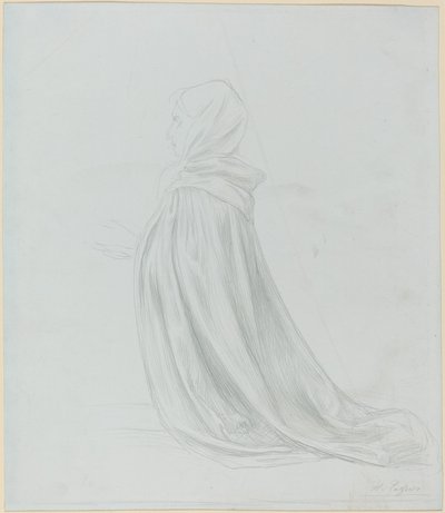 Vrouw in een mantel door Alphonse Legros