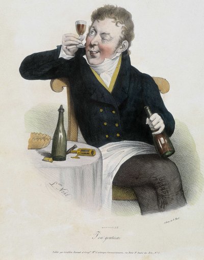 Wijnliefhebber - lithografie door Noël door Alphonse Leon Noel