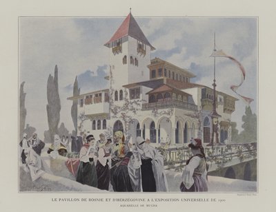 Paviljoen van Bosnië en Herzegovina op de Exposition Universelle 1900, Parijs door Alphonse Marie (after) Mucha