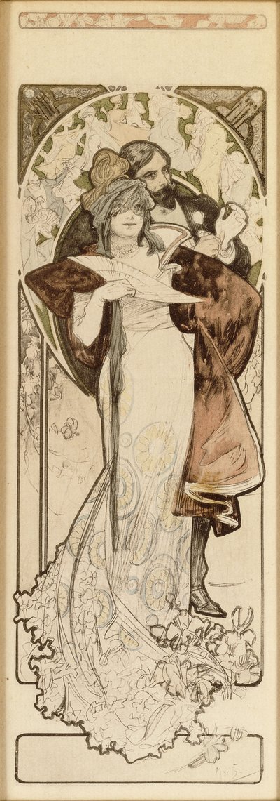 Een Maquette voor de Lithografie "Programme 27 Octobre 1900", ca. 1900 door Alphonse Mucha