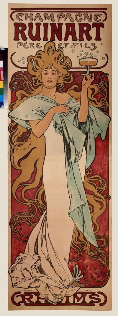 Reclameposter voor Ruinart champagne door Alphonse Marie Mucha