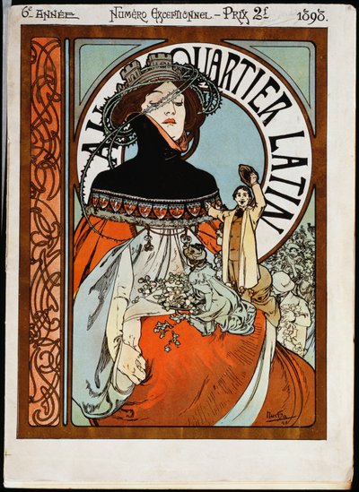 Au Quartier Latin, gedrukt door Paul Dupont door Alphonse Mucha