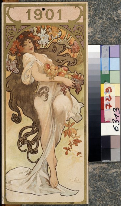 Kalender van het jaar 1901 door Alphonse Marie Mucha