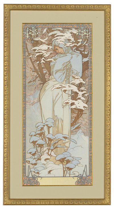 Vier Seizoenen: Winter, 1900 door Alphonse Mucha