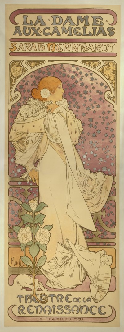 "La Dame aux Camélias", met Sarah Bernhardt door Alphonse Mucha