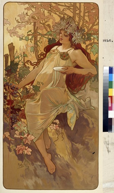 De herfst (serie allegorie over de vier seizoenen) door Alphonse Marie Mucha