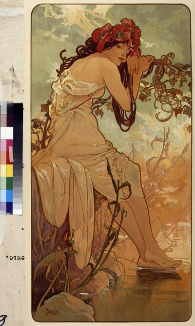 De zomer (Serie allegorieën over de vier seizoenen) door Alphonse Marie Mucha