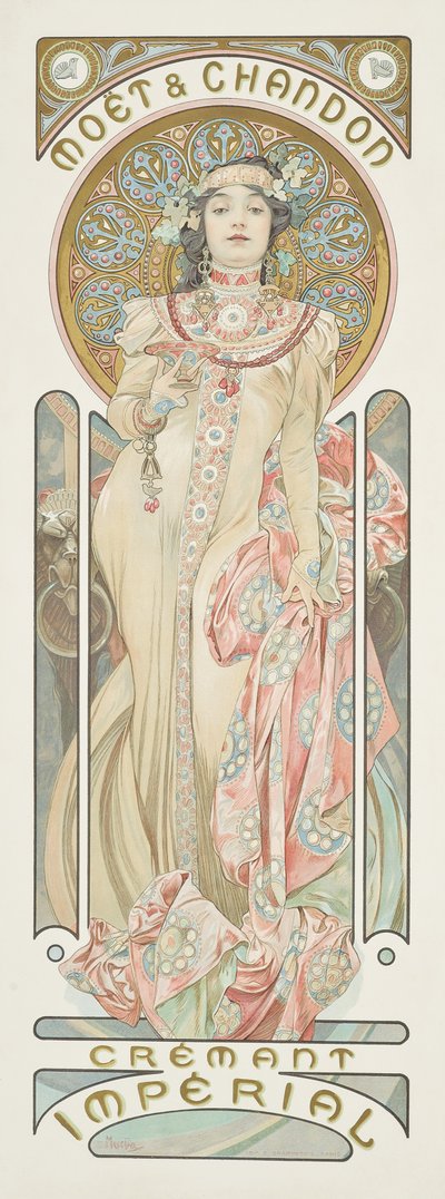 Poster ter promotie van "Moet & Chandon Dry Imperial" champagne, 1899 door Alphonse Mucha
