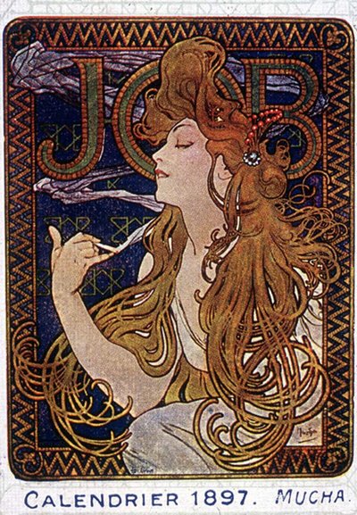 Poster van papierfabrieken Job in Toulouse gemaakt door de schilder Mucha. 1897. door Alphonse Marie Mucha