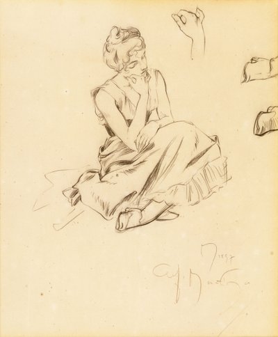 Studie van een zittende vrouw, 1897 door Alphonse Mucha