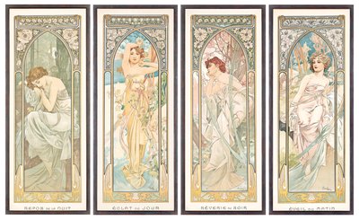 De tijden van de dag; Les heures du jour door Alphonse Mucha