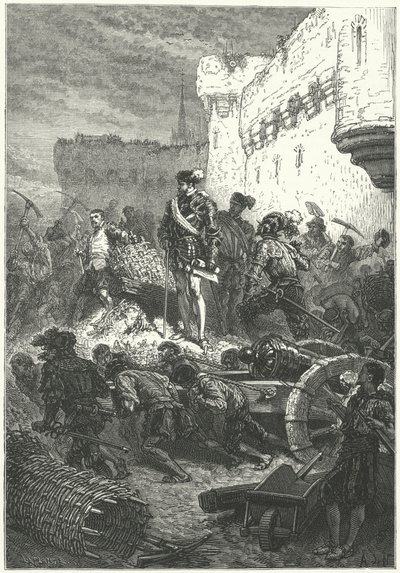 Francis, hertog van Guise, toezicht houdend op de bouw van de verdedigingswerken van Metz, 1552 door Alphonse Marie de after Neuville