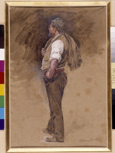 Boer met de jas op zijn hoofd door Alphonse Moutte