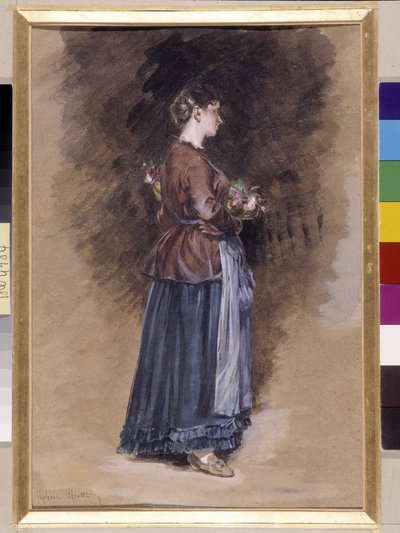 Boerderij met de mand met bloemen door Alphonse Moutte
