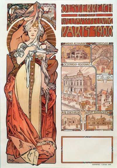 Reclameposter door Alphonse Mucha voor Oostenrijk op de Wereldtentoonstelling in Parijs, 1900 door Alphonse Mucha