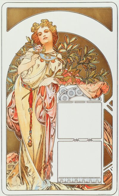 Reclameposter door Alphonse Mucha voor de kalender, 1898 door Alphonse Mucha