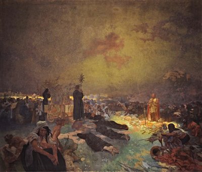 Na de Slag om de Vítkov-heuvel De cyclus Het Slavische Epos door Alphonse Mucha