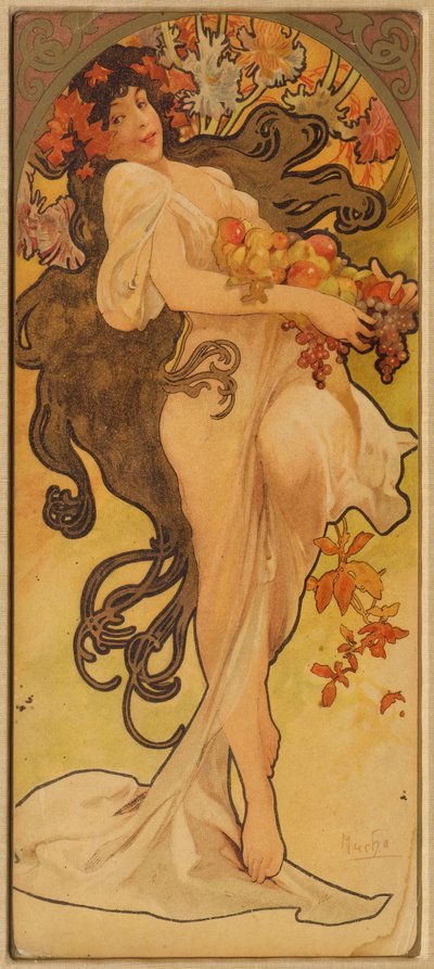 Herfst uit de serie Les Saisons, ca. 1900 door Alphonse Mucha
