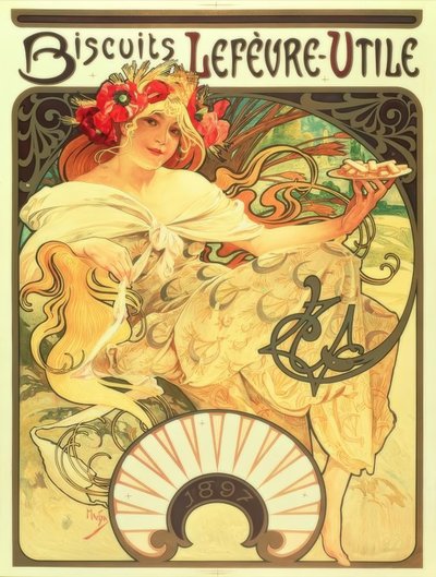Biscuits Lefèvre-Utile door Alphonse Mucha